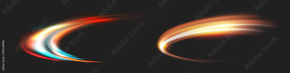 Poster modern abstract high speed light trials effect, isolated speedy movements. vector futuristic flash, 