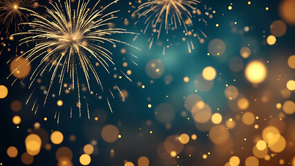 Obraz premium Vintage gold and blue Fireworks