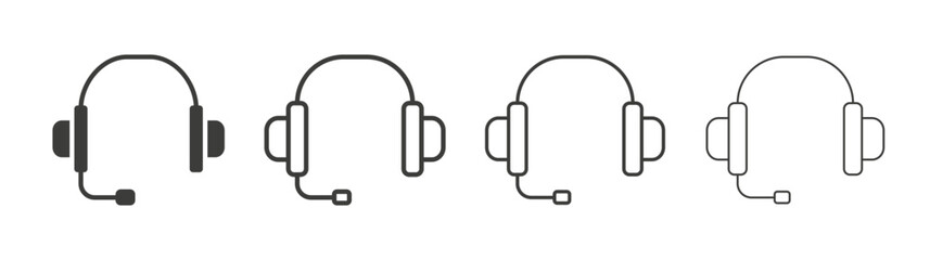 Headset icons collection. vector set in black color