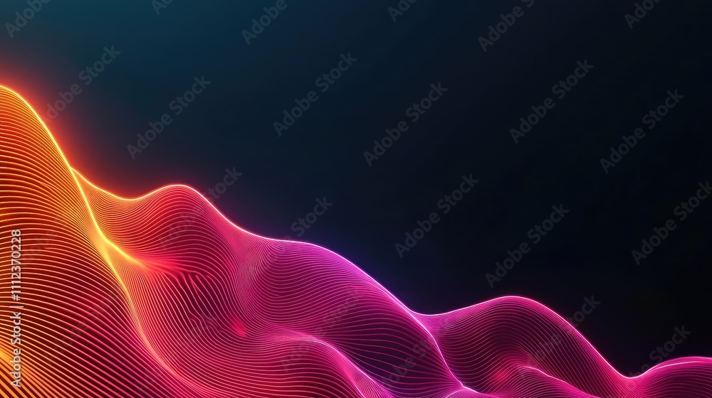 Poster colorful wave pattern with smooth lines on a dark background
