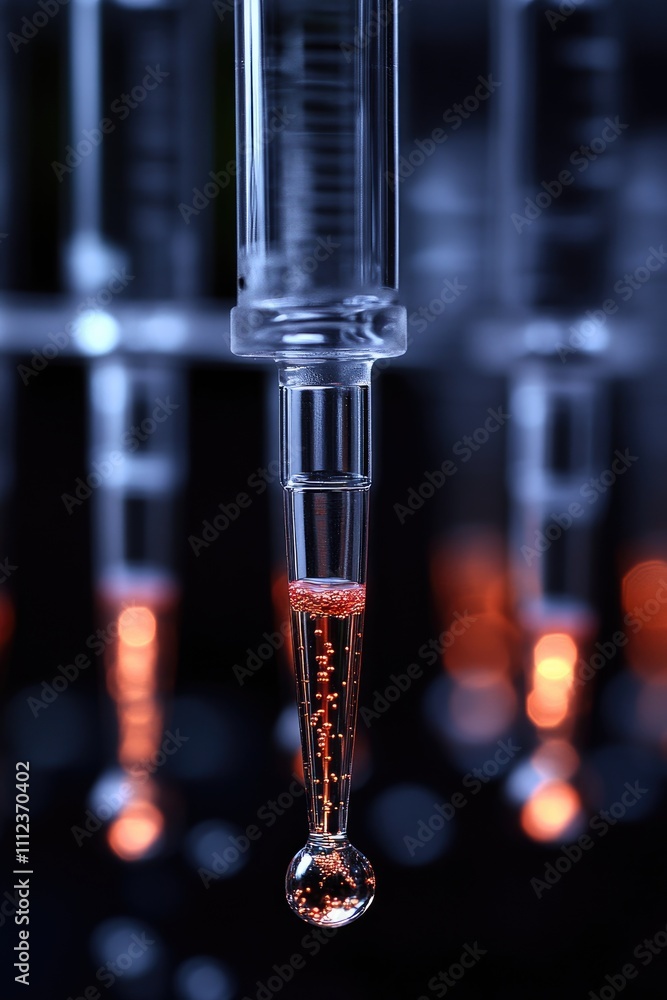 Aufkleber a clear pipette with a droplet ready to fall showcases the importance of accuracy in scientific expe
