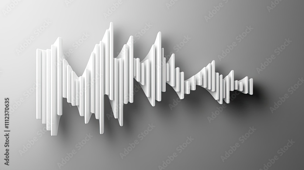 Poster 3d sound wave graphic on a gradient background, modern audio design element.