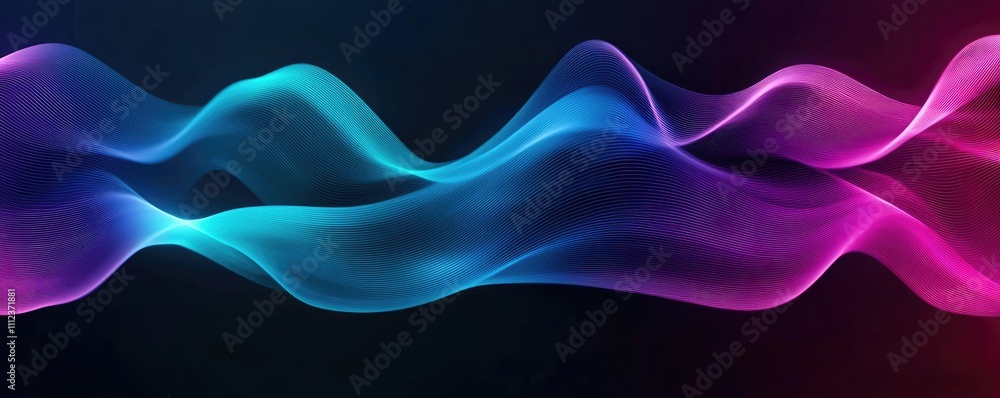 Poster colorful abstract wave design with flowing lines and gradient effects.