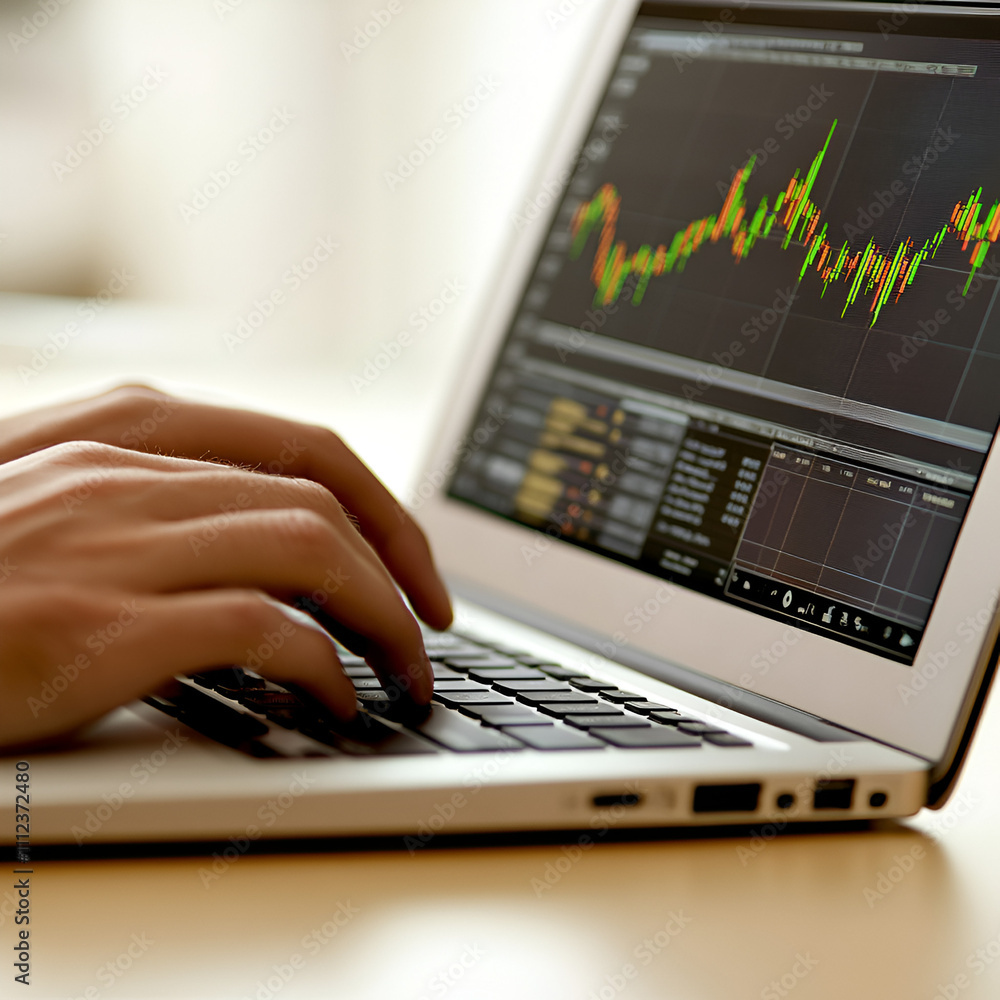 Aufkleber analyzing financial trends data visualization office workspace digital charting tech environment clo