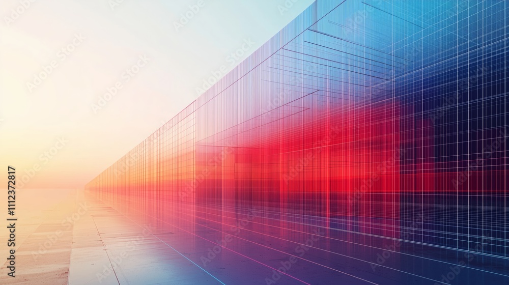 Poster abstract geometric lines with colorful gradient effect