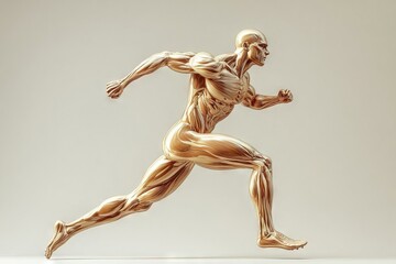Naklejka premium Strong athletic male figure sprinting Simple background Copy space available