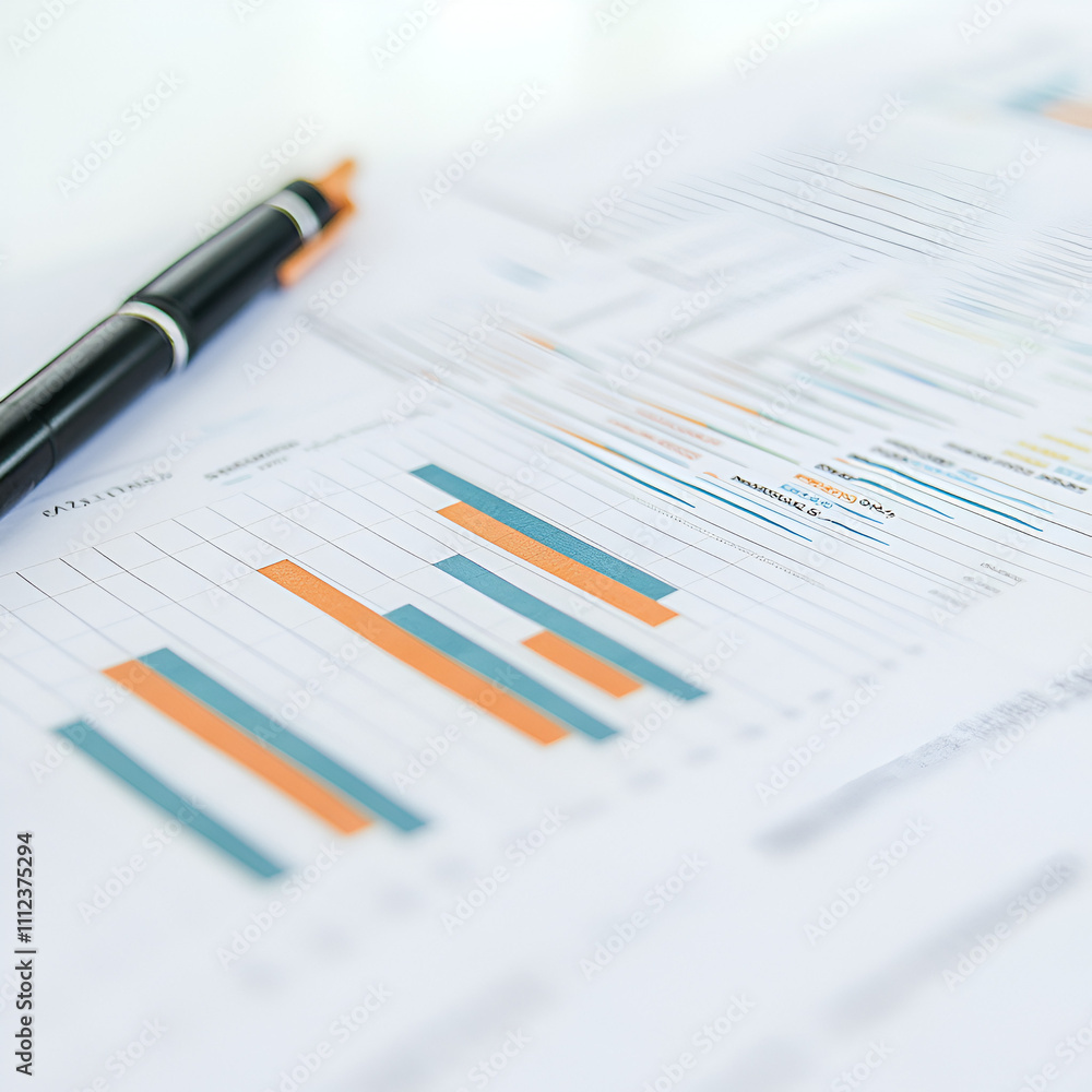Aufkleber analyzing business data trends office workspace infographic reports modern environment aerial view d
