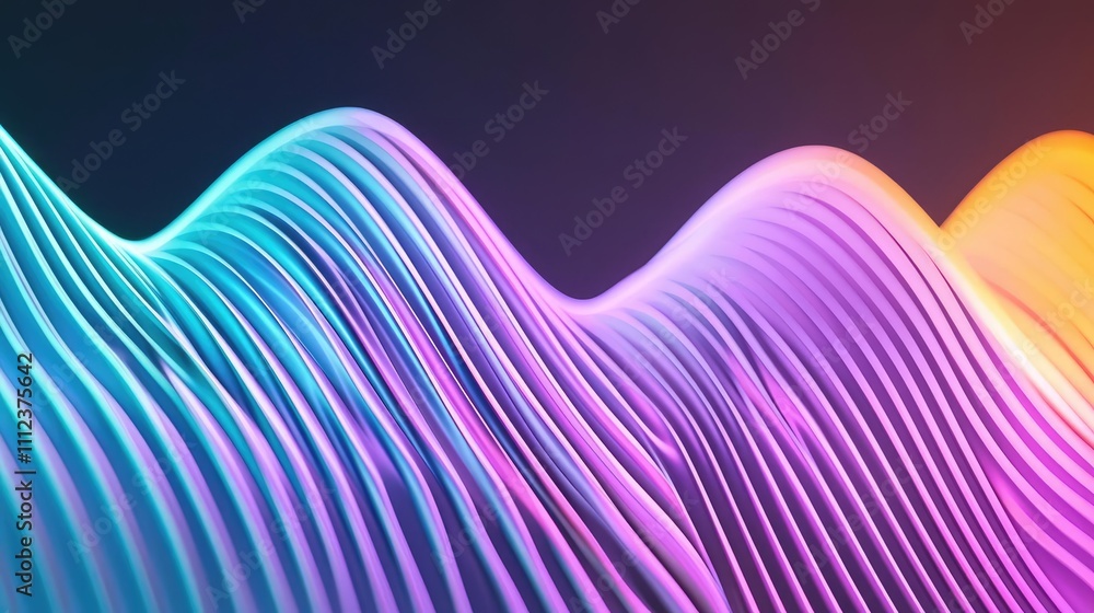Poster colorful wave patterns with smooth gradient, vibrant design for backgrounds.