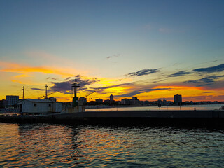 Cesenatico canal on the Romagna coast at sunset