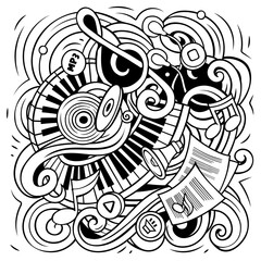 Music hand drawn vector doodles illustration.