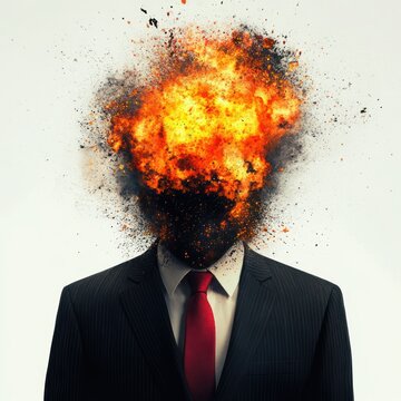 Dynamic image of a businessman with an exploding head
