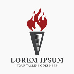 Fire Torch Icon Illustration, championship symbol logo template design template