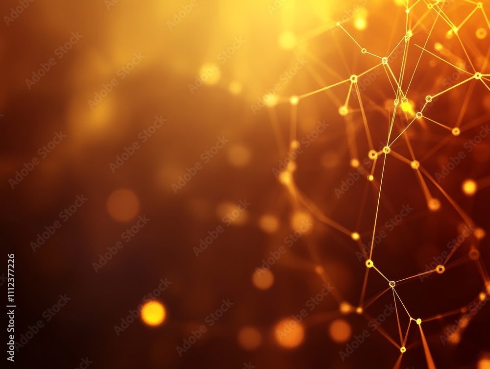 Poster Connected web of glowing nodes and lines illustrates the Internet of Things against a blurred digital backdrop, featuring a clean area for text on the left side