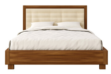 a bed with a white bedding
