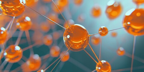 A captivating close-up of molecular structures represented as glowing orange spheres.