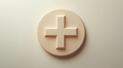 Obraz premium Abstract 3D Plus Sign on Soft Background Surface