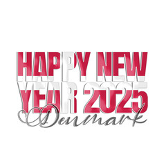 happy new year 2025 text vector illustration with flag Denmark