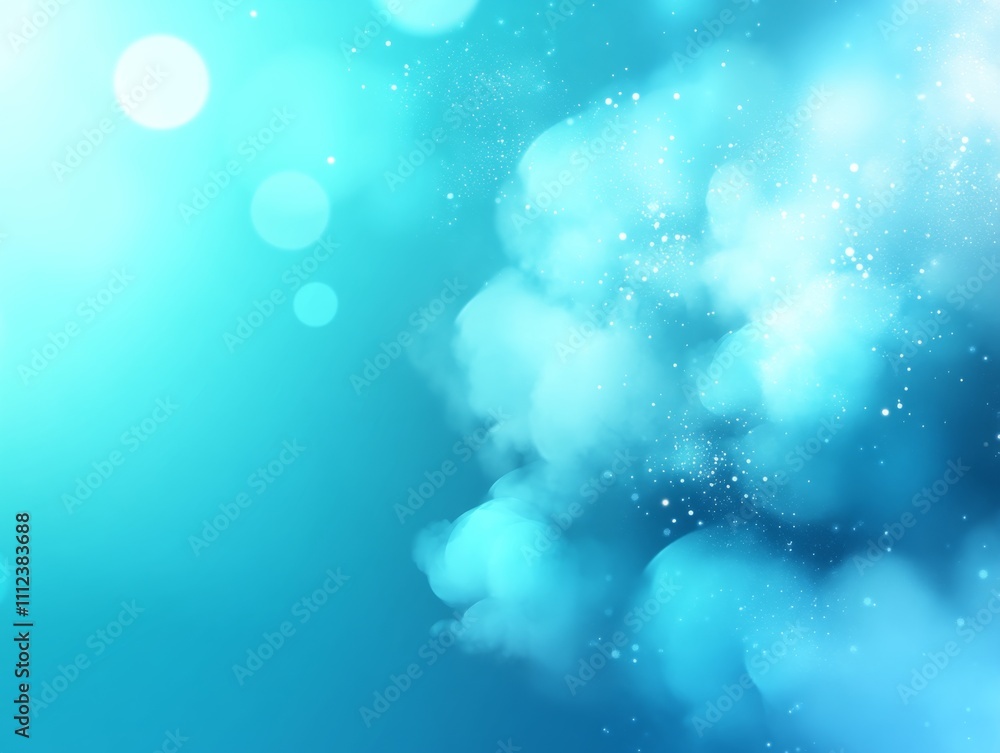 Poster Vibrant blue gradient transitions into sparkling silver glitter, forming a textured and mesmerizing abstract background with ample copy space for design use
