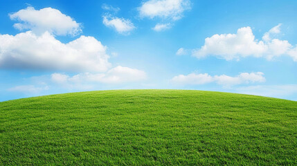 Fototapeta premium Green Grass Hill with Blue Sky Background