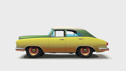 Fototapeta premium retro car side view isolated on white