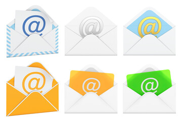 Image set of different types of e-mail envelopes.