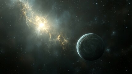 Infinite abstract space with symmetrical cosmic patterns, blending celestial designs to evoke a sense of depth, balance, and endless space that captures the essence of cosmic order