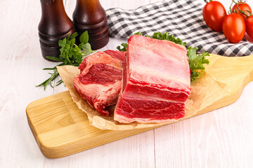 Raw beef rib for cooking