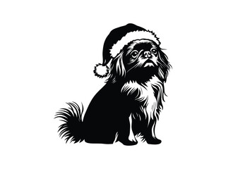 Christmas Pekingese Dog Silhouette Design – Festive Holiday Artwork
