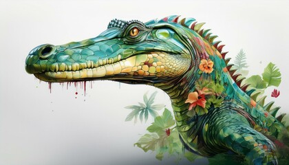 Fototapeta premium Alligator, crocodile cartoon artistic illustration 