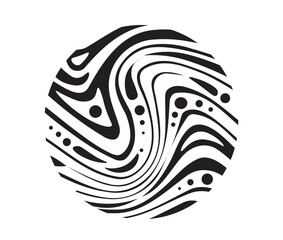 Psychedelic trippy figures. Abstract minimalistic creativity and art. Dynamic composition. Modern round patterns and ornaments. Linear vector illustration