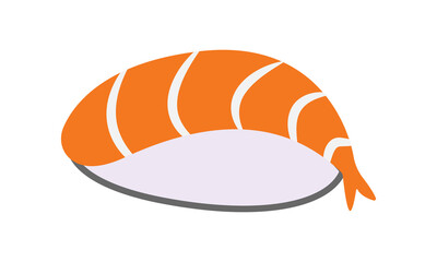 Salmon nigiri sushi in simple flat style illustration. Japanese food PNG transparent background