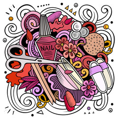 Nail Salon hand drawn vector doodles illustration.