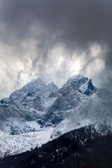 snow covered mountains in winter