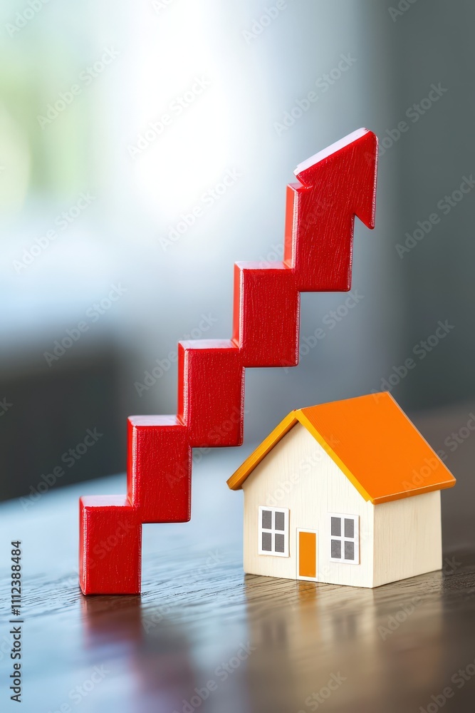 Poster a graph showing property values rising with a house in the foreground
