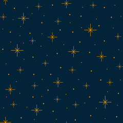 Naklejka premium Night sky with golden stars scattered across a dark blue background creating a festive atmosphere for celebrations 