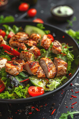 Fototapeta premium vegetable salad with steak Generative AI