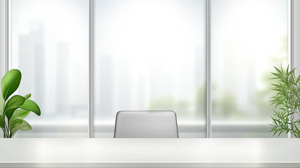 Fototapeta premium Modern Office Desk with Minimalist Design and Bright Natural Lighting