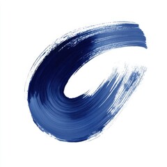 A brush stroke in the shape of a "C" with a deep blue color, white background, in the style of vector art, a simple design, a flat illustration