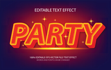 Party editable text effect, 3D editable text template.	