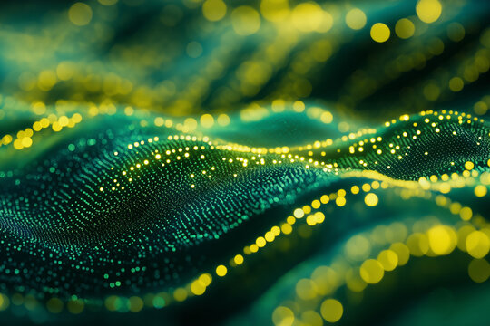 Flowing stream of binary code in green and yellow background   