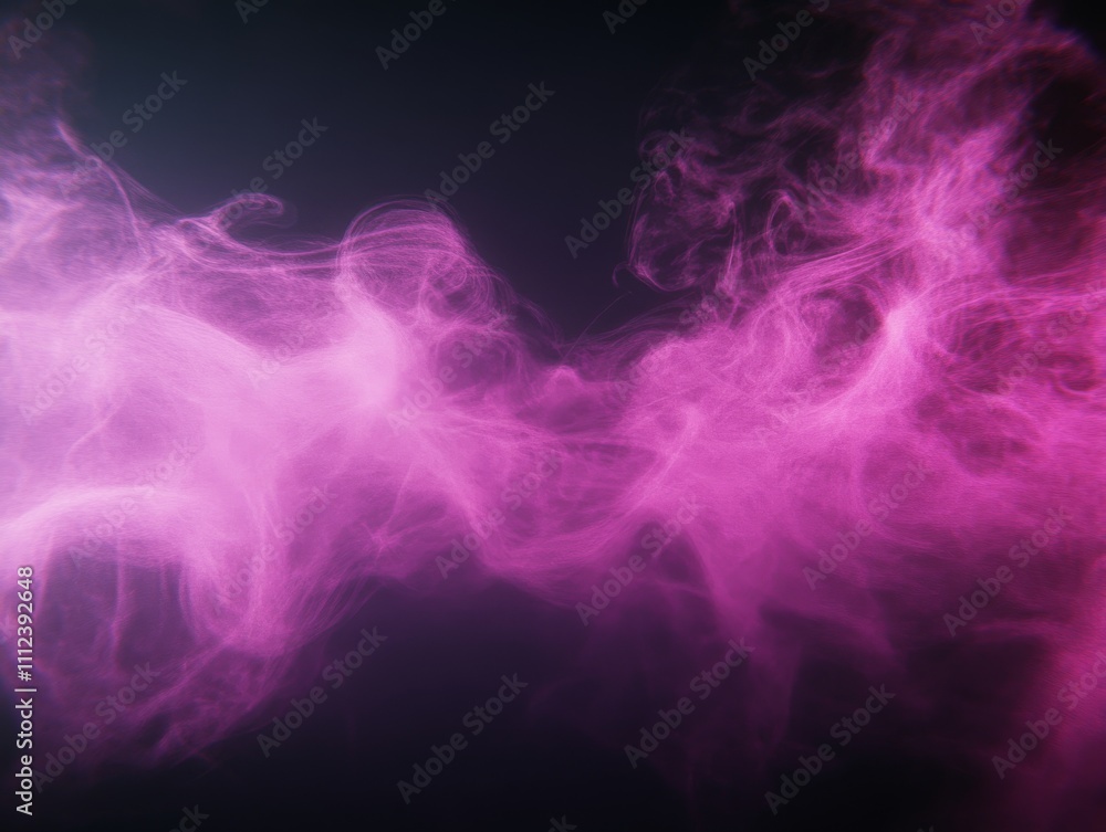 Fototapete A misty purple haze blends into a dark backdrop, with faint glowing lines adding depth to the abstract composition and space on the left