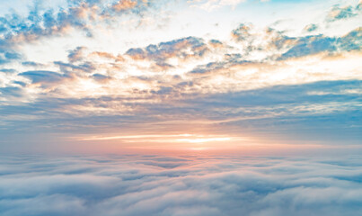 Flight above the clouds. The sky is above the clouds.