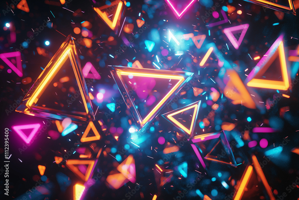 Poster dynamic abstract composition of vibrant multicolored background