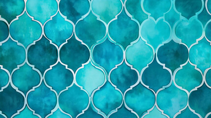 Modern geometric pattern design, vibrant turquoise and teal gradient background with seamless dynamic shapes, contemporary art element for digital wallpaper and elegant decoration