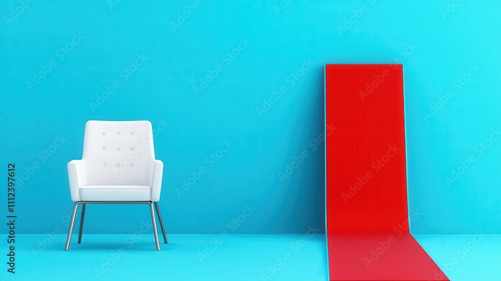 Poster a job interview room with a red carpet for one candidate and hurdles for another