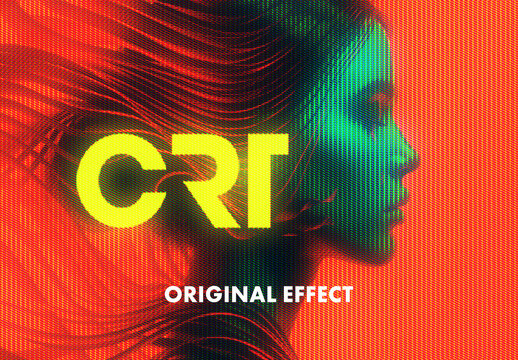 CRT Screen Photo Effect Mockup