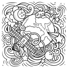 Space cartoon vector illustration