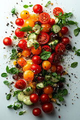 Explosive flat lay of healthy vegetarian food