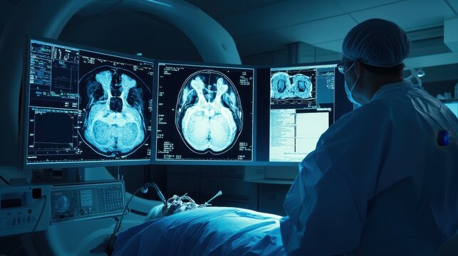 Radiologist Performing Fluoroscopy Procedure with Advanced Imaging Technology in Modern Medical Environment