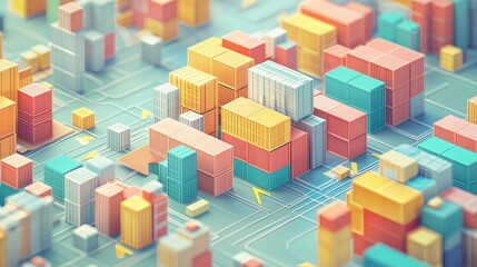 Colorful Abstract Cityscape with Geometric Buildings